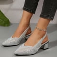 thumbnail image 4 of Women's Closed Toe Sandals Rhinestone Pointed Toe Slingback Mid-Heel Pumps, Block Heel Sandals for Casual Summer Events, 4 of 9