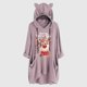 thumbnail image 2 of Top de manga larga con cuello redondo y capucha para mujer con estampado navideño y bolsillo suelto para mujer Pompotops FGAJ11062, 2 of 6