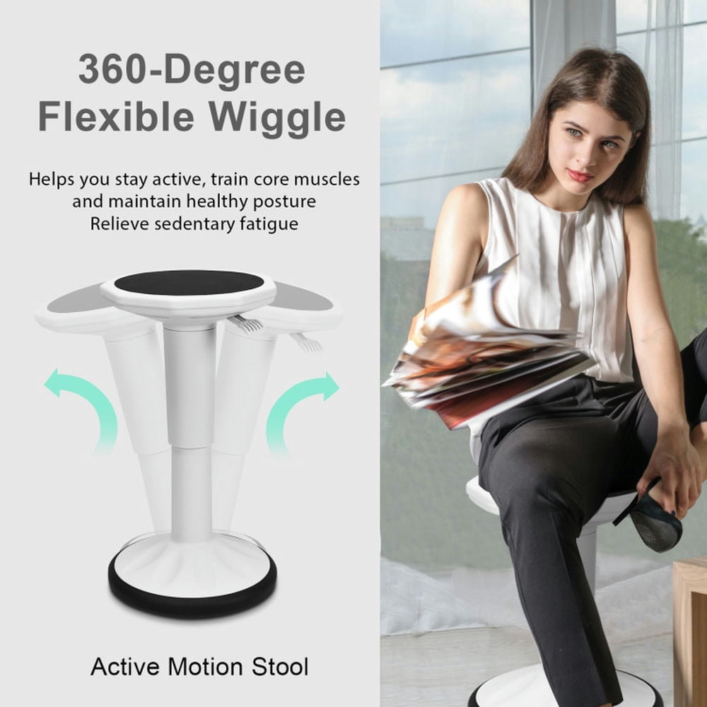 Demi Bonn Adjustable Active Learning Stool Sitting Home Office Wobble Chair with Cushion Seat for Bedroom, Study, White
