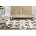 thumbnail image 2 of Well Woven Cenar Grey Flat-Weave Hi-Low Pile Diamond Medallion Stripes Moroccan Tribal Area Rug, 2 of 8