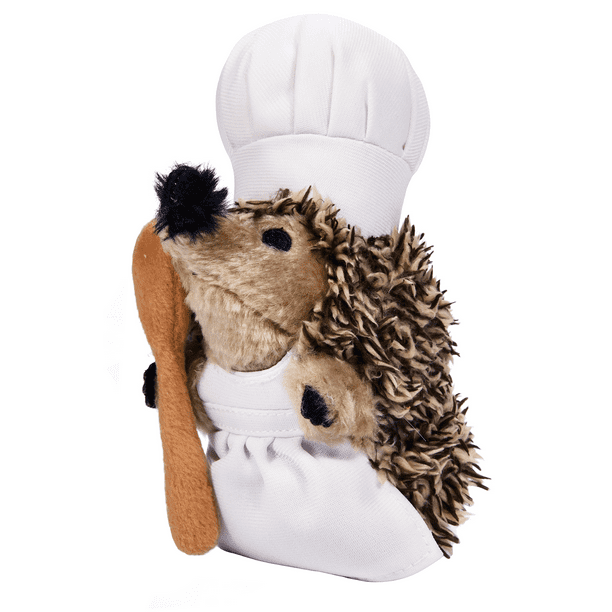 Chef Hedgehog Dog Toys Chewer Chef Spike Dog Toy Squeaker & Crinkle