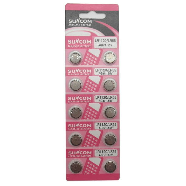(10 pcs) AG8 Alkaline 1.5V Button Cell Battery Single Use LR1120