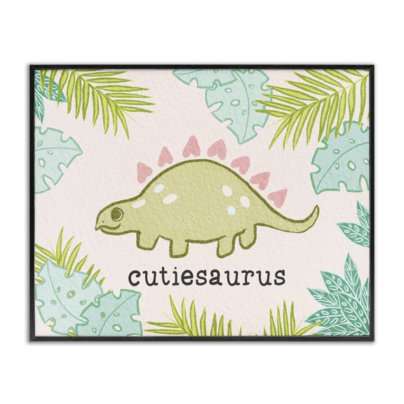 Stupell Industries Eclectic Cutiesaurus Dinosaur Kids Pink Black Framed Giclee Art, 14 x 11, by Lil' Rue
