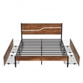 thumbnail image 5 of Javlergo Queen Size Platform Bed Frame with 4 Storage Drawers, Metal Bed Frame Non-Slip Without Noise Strong Metal Slats Support No Box Spring Needed, Easy Assembly, Brown, 5 of 8