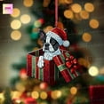 thumbnail image 2 of TiniDecor Christmas Dog Ornament 2025, Puppy in Gift Box with Santa Hat, Acrylic Holiday Decoration, 2 of 4