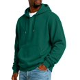 thumbnail image 3 of Pullover Hooded Sweatshirt for Men Classic Long Sleeve Solid Color Drawstring Hoodie Top Dark Green 2XL, 3 of 5