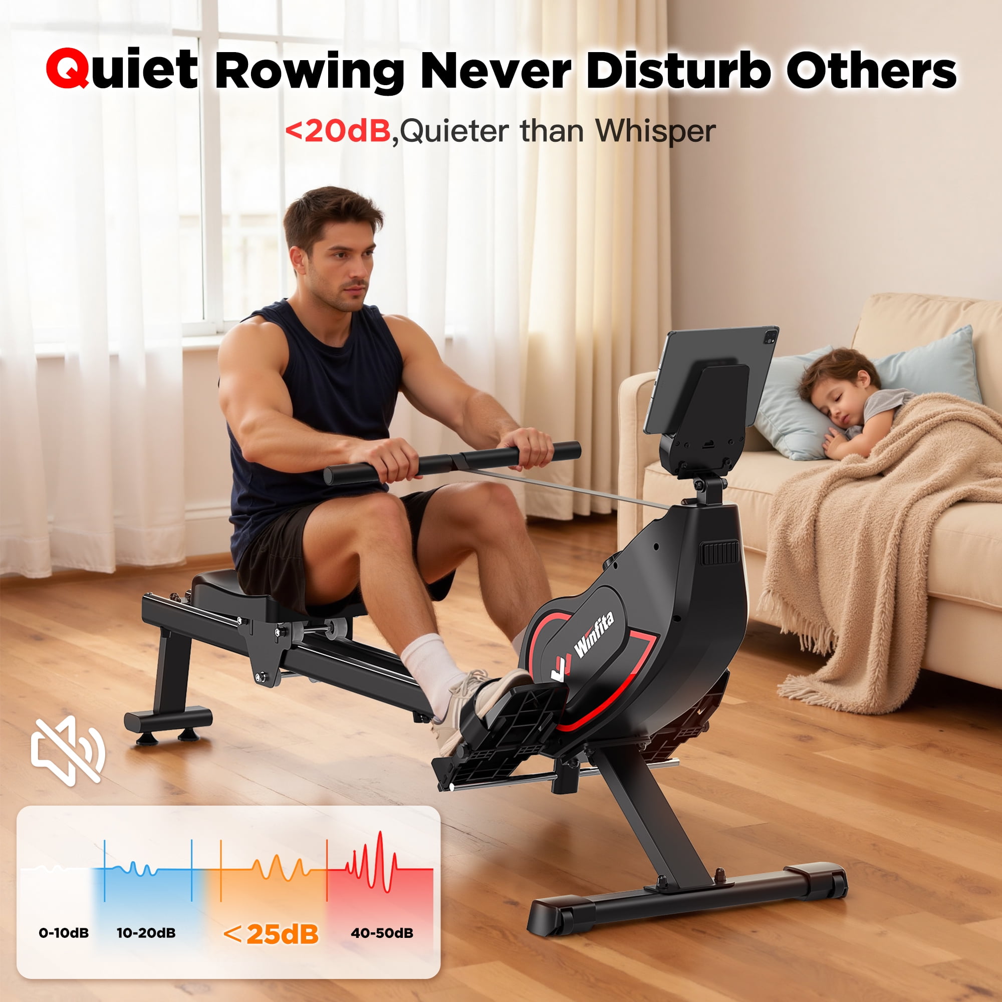 Rowing Machines for Home, Magnetic Rowing Machine with 115lbs High Resistance Rowing Machine,16 Levels of Quiet Resistance,Rower Machine for Home Row Machine, App Compatible, LCD Monitor
