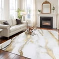 thumbnail image 3 of Modern White Gold Large Area Rugs for Bedroom Living Room, Soft Non Slip Carpet Bedside Rug, Abstract Marble Geometric Rectangular Floor Cover Kitchen Accent Rug 8'x10' for Dining Room/Office, 3 of 9