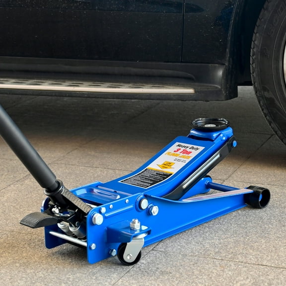 3 Ton Horizontal Double Pump Floor Jack, Heavy Duty Steel Racing Floor Jack with Dual Piston Quick Lift Pump, 6600 Lbs Capacity, for Various Vehicles, Blue