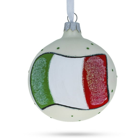 Flag of Italy Glass Ball Christmas Ornament 3.25 Inches