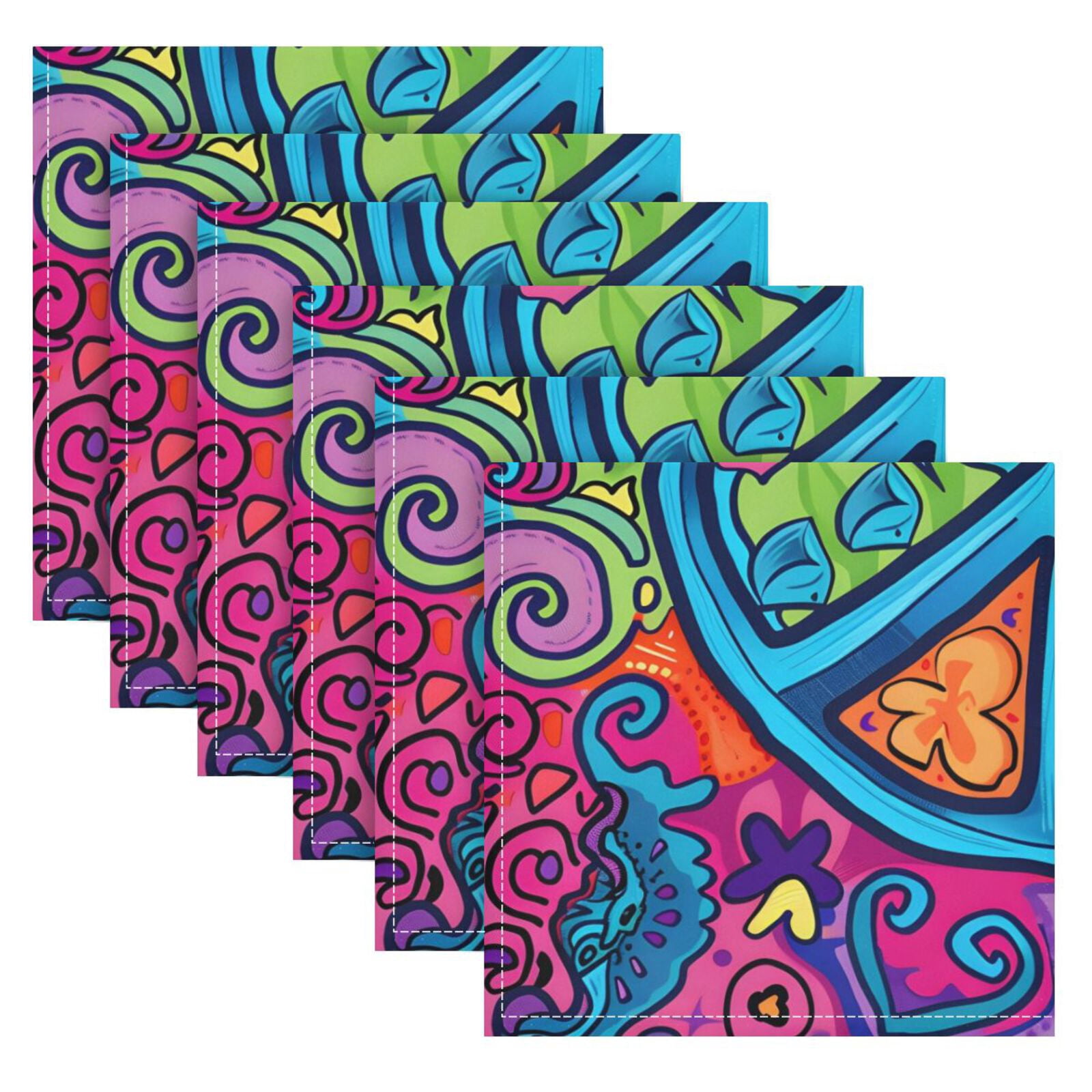 JSTEL Cute Peace Sign Cloth Napkins Set of 6, 20x20 Inch Washable and Reusable Napkin for Decoupage Dinner Party Everyday Use