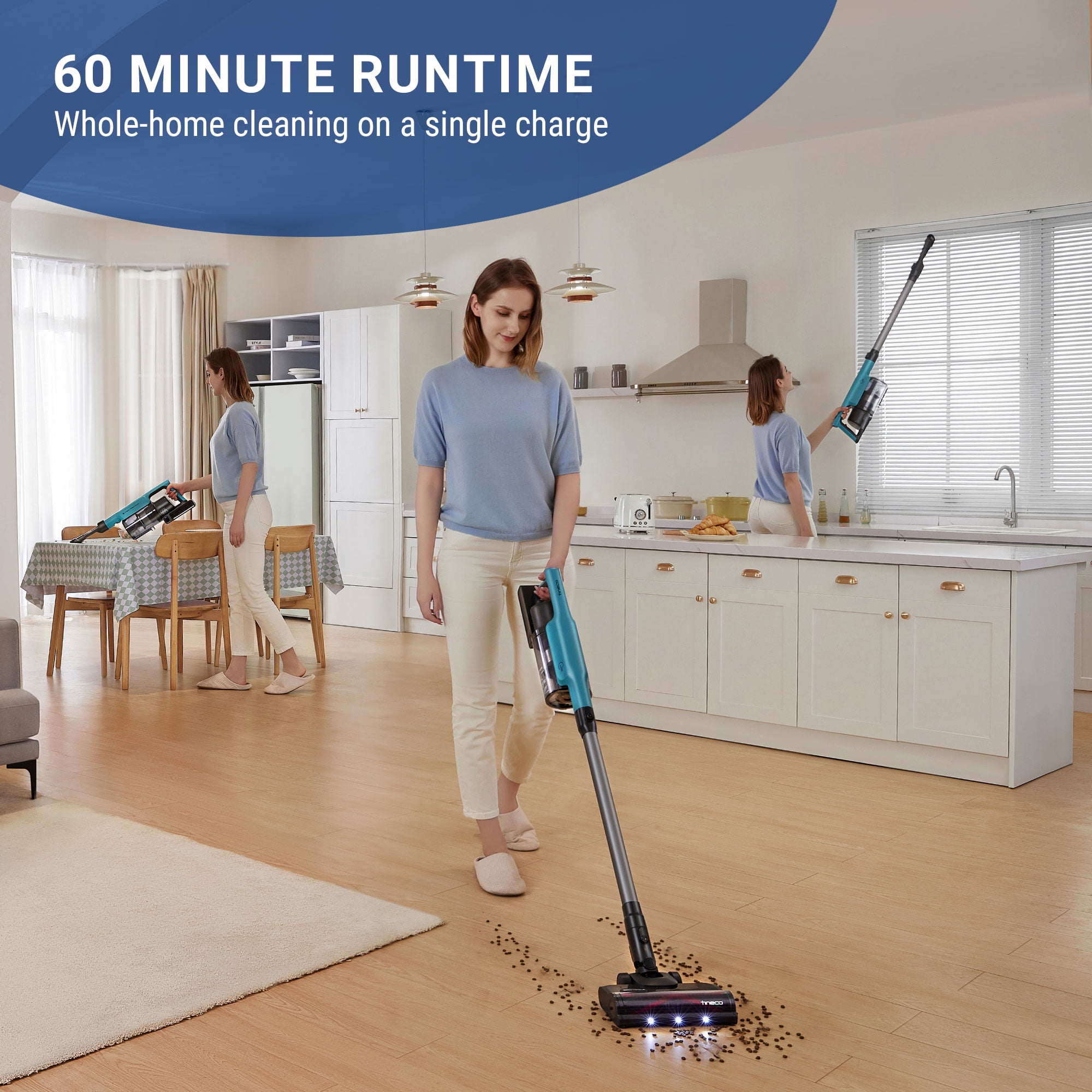Tineco GO PET Cordless Vacuum with ZeroTangle Brush, 60 min Runtime, 1L Dustbin (GO301)