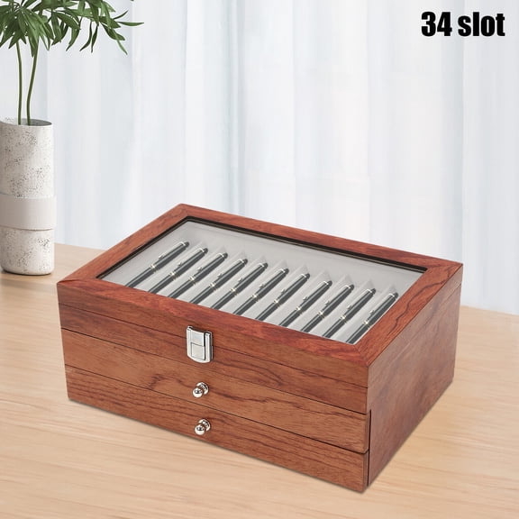 34 Slots Vintage Fountain Pen Case Display Box Holder Storage Organizer Vintage Rosewood Pen Display Box