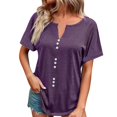 thumbnail image 1 of B91xZ Mignon Womens Tops Manches Courtes T-Shirt à Col en V, Violet XL, 1 of 5