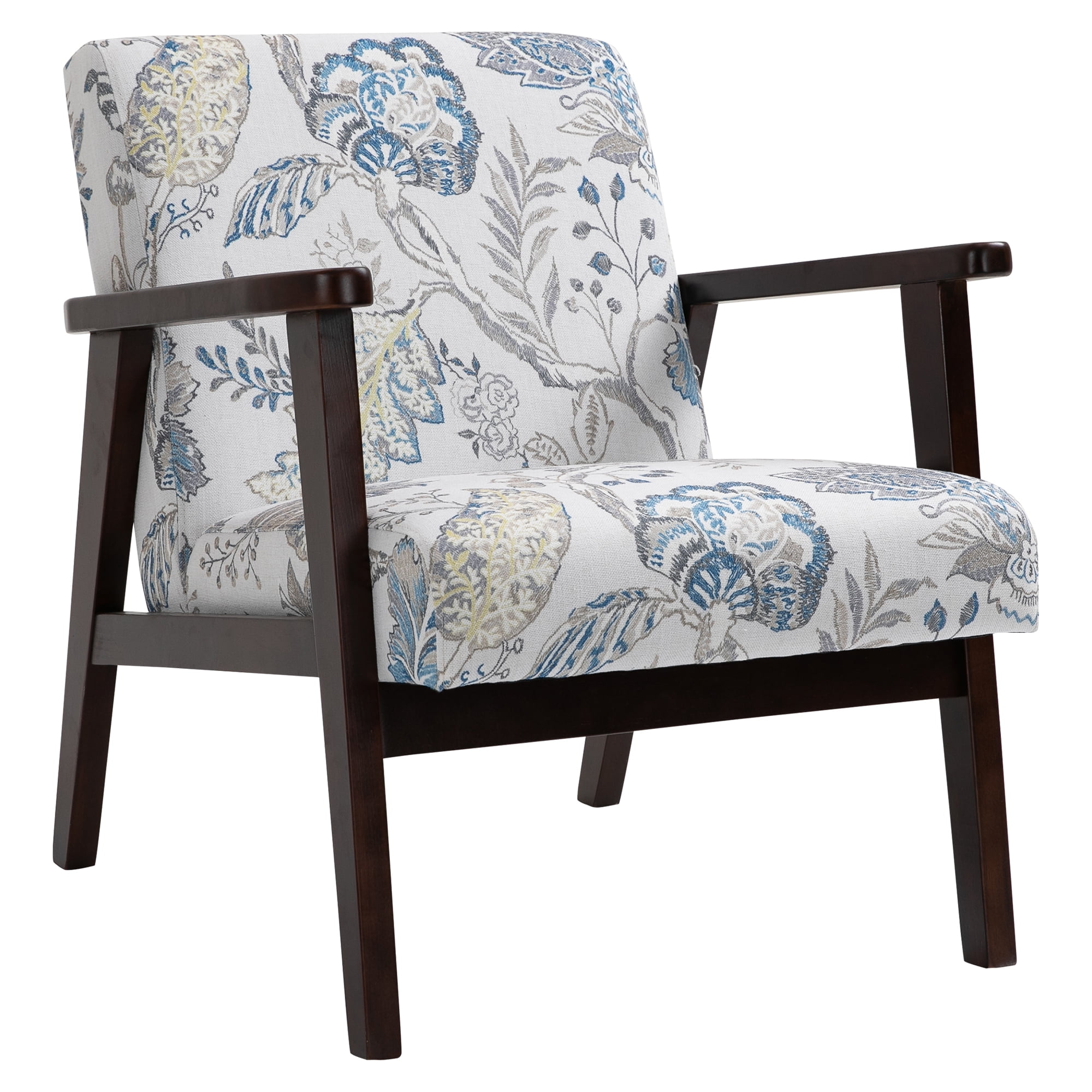 HOMCOM Mid Century Modern Accent Chair, Retro Fabric Armchair, Wooden