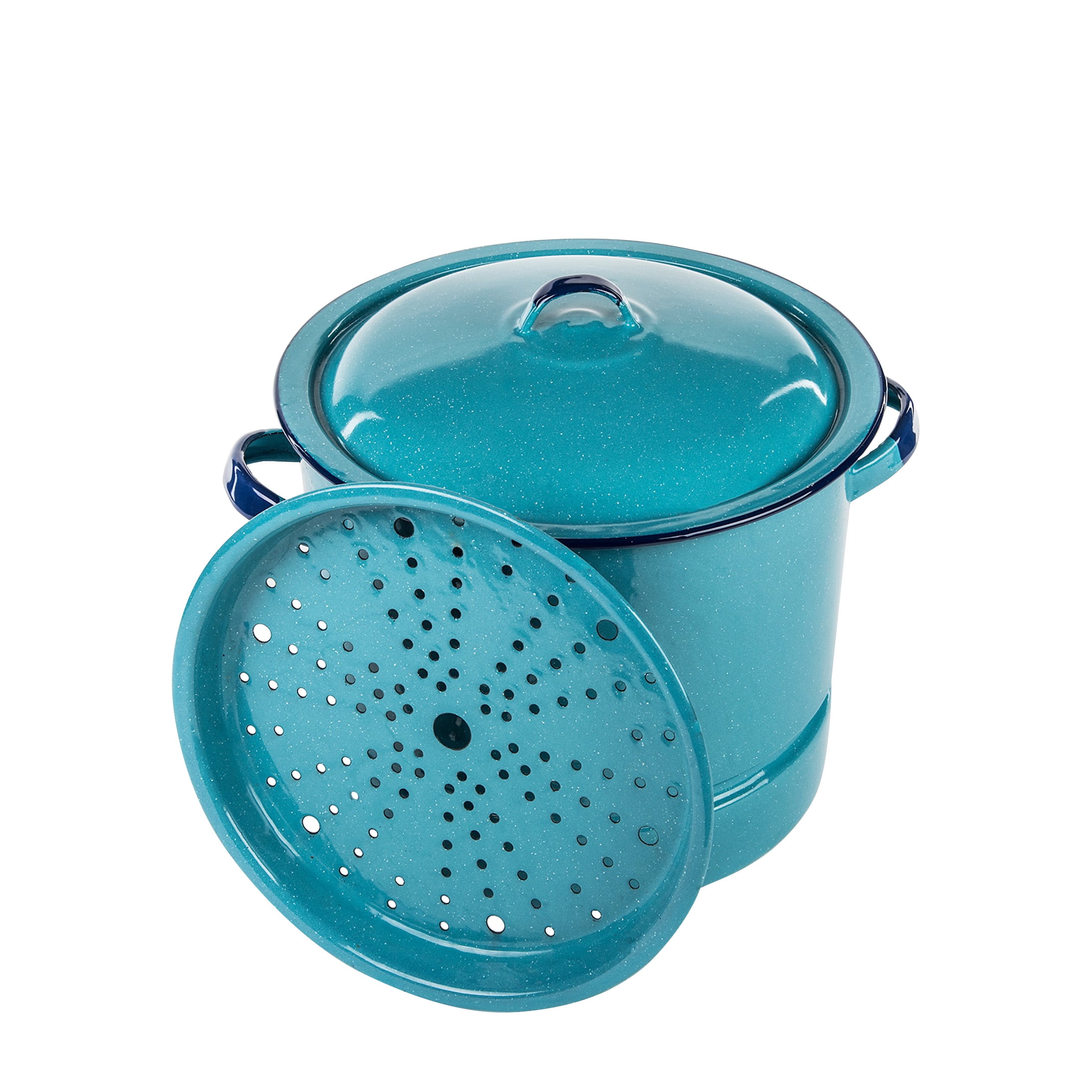 Cinsa 15-Quart Steamer Pot with Lid & Trivet, Turquoise Blue