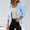Navy, variant on Women Waterfall Lapel Open Front 3/4 Roll Sleeve Blazer Jacket Solid All Season Ladies Office Daily Outerwear
