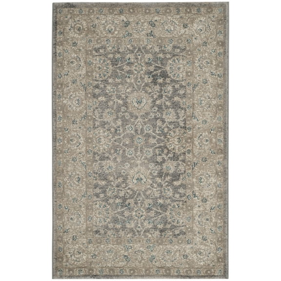 SAFAVIEH Sofia Derrick Traditional Area Rug, Light Grey/Beige, 3' x 5'