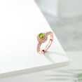 thumbnail image 4 of Gem Stone King 18K Rose Gold Plated Silver Green Peridot and White Moissanite Engagement Ring for Women (1.11 Cttw, Round 5MM, Available in Size 5, 6, 7, 8, 9), 4 of 6