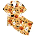 thumbnail image 4 of Halloween Pajamas Kids Size 6-7 Years Girls Halloween Satin Sleepwear Set Short Sleeve Top with Shorts Soft Pjs for Boys Orange, 4 of 4