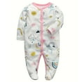 thumbnail image 2 of ATAIKU Infant Baby Girls' Sleep and Play Footed Pajamas Rainbow One-Piece Sleeper Button Romper Jumpsuit Cotton PJs For Newborn, 2 of 8