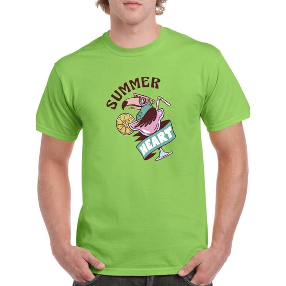 Summer Heart Toucan W Drink T-Shirt Men -Smartprints Designs, Male Small