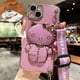 thumbnail image 3 of Funda de teléfono chapada con correa para iPhone, carcasa con soporte de Hello Kitty para iPhone 15, 14, 13, 12, 11 Pro Max, Mini, XR, XS, X, 8, 7, 6S Plus, SE 2020, 3 of 5