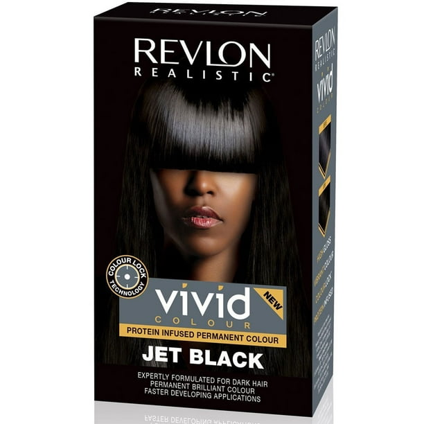 Revlon Realistic Permanent Hair Colour, Jet Black, Vivid Colour -  