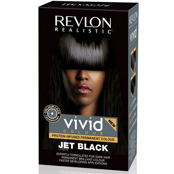 Revlon Realistic Permanent Hair Colour, Jet Black, Vivid Colour - Revlon Realistic Permanent Hair Colour, Jet Black, Vivid Colour -