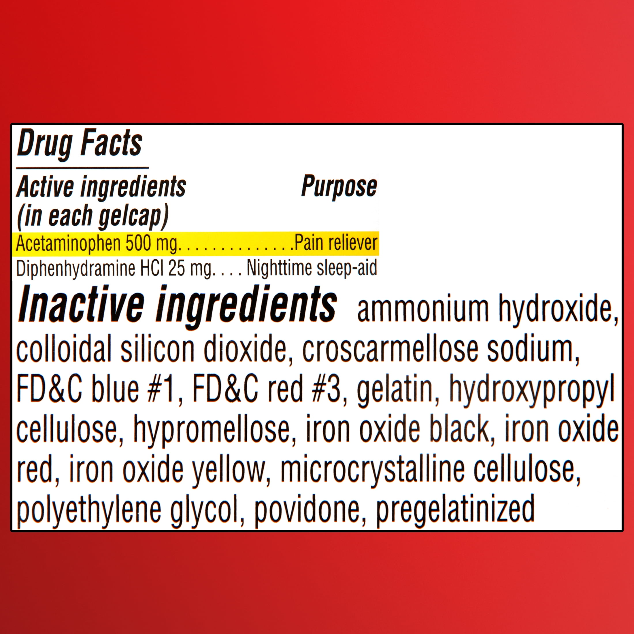 Equate Extra Strength Acetaminophen and Diphenhydramine HCl Nighttime Pain Relief Gelcaps, 20 Count