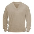 thumbnail image 5 of Sweatshirts for Men 2026 Fall Winter Long Sleeve Plain V Neck Jacquard Knitted Sweatshirt Mens Pullover Top, 5 of 7