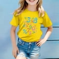 thumbnail image 2 of Girls Number Print Math T-Shirt, Educational STEM Tee for Kids, Yellow Soft Polyester Spandex Blend Short Sleeve Top, Back to School Shirt Ages 3-12,Size 3-4T, 2 of 4