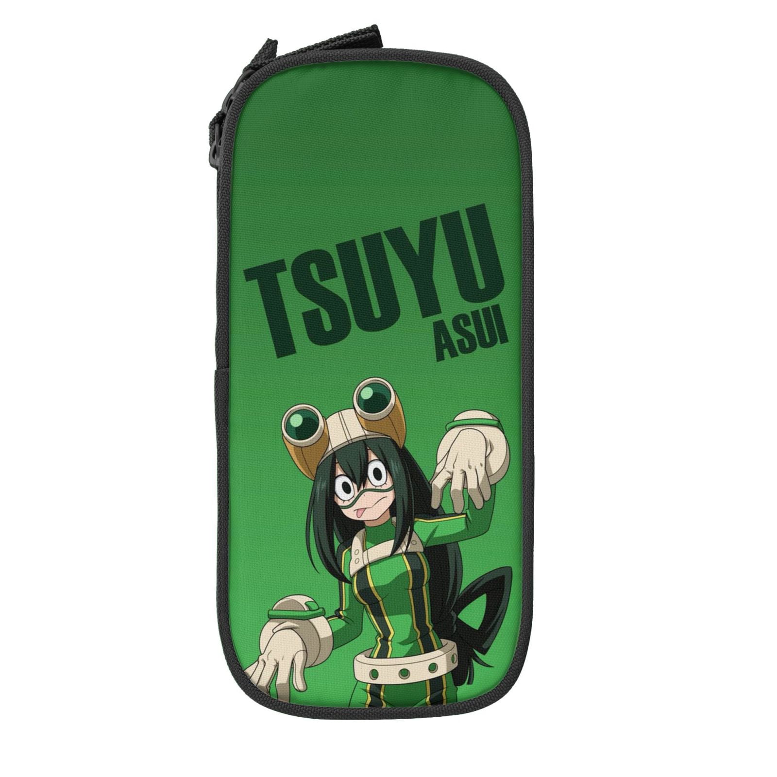 My Hero Academia Tsuyu Asui Pencil Case Large Capacity Pencil Pouch Pen Bag Office Stationery Organizer Travel Makeup Bag Black