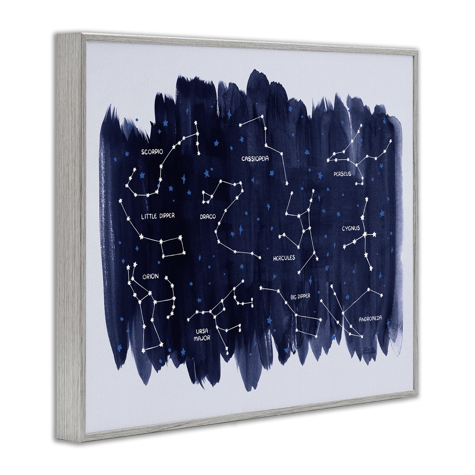 Stupell Industries Constellations on Blue Animals & Insects Painting Gray Framed Art Print Wall Art, 20 x 16