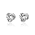 thumbnail image 3 of 10K Solid White Gold Twisted Love Knot Symbol Stud Earrings, 3 of 10