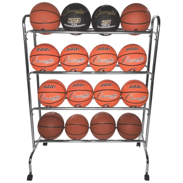 Champion Sports 16 Ball 4 Tier Rolling Basketball Storage Rack