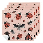 WYYP Ladybugs Fly Cloth Napkin Reusable Polyester Gift Cloth Napkin 2 PCS