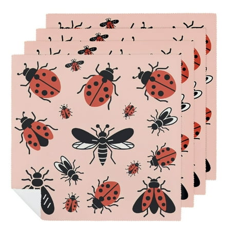 WYYP Ladybugs Fly Cloth Napkin Reusable Polyester Gift Cloth Napkin 2 PCS
