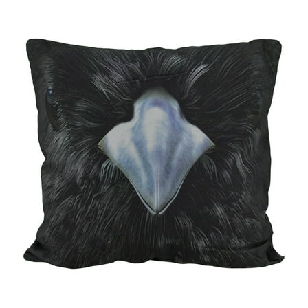 Zeckos 18 in. Black Raven Face Decorative Throw Pillow