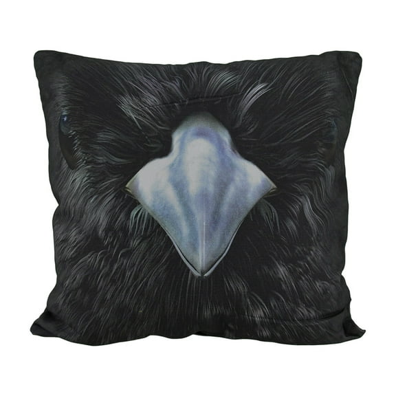 Zeckos 18 in. Black Raven Face Decorative Throw Pillow