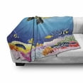 thumbnail image 3 of Turtle Soft Flannel Fleece Throw Blanket, Aquatic Fauna Life Under the Sea Corals Exotic Thorn-Tailed Fishes and Moorish, Cozy Plush for Indoor and Outdoor Use, 70" x 90", Multicolor, by Ambesonne, 3 of 6