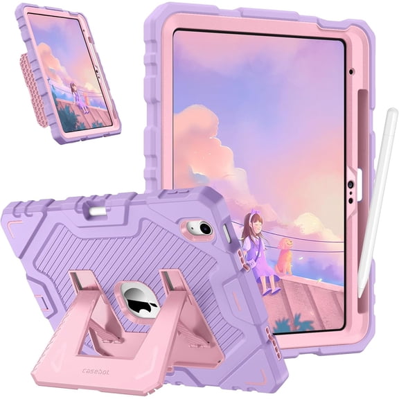Kids Friendly Case for iPad (A16) 11th Generation 11 Inch (2025), iPad 10th Generation 10.9 Inch (2022), Fully-Body Rugged Heavy Duty Shockproof Protective Case with Kickstand, Purple