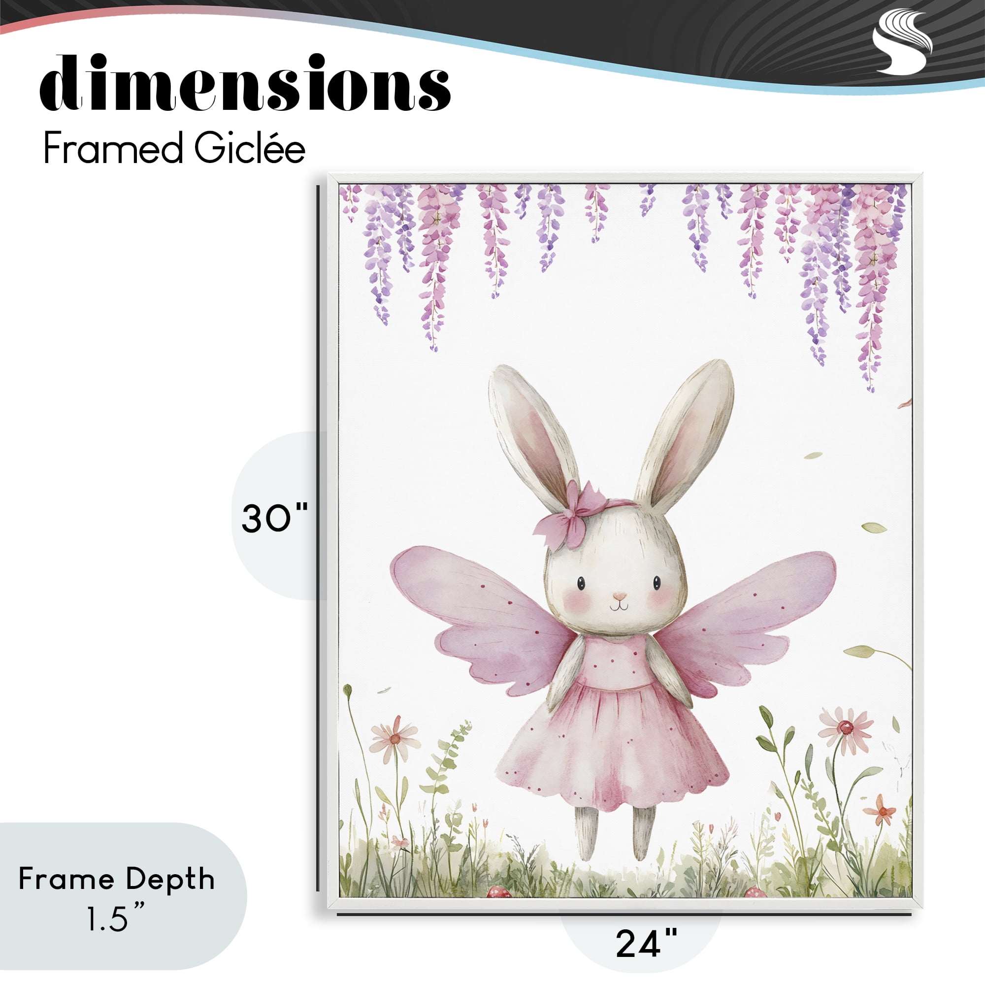 Stupell Industries Woodland Bunny Forest Fairy White Framed Giclee Art, design by LSR Design Studio
