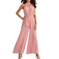 thumbnail image 1 of Kcodviy Combinaison en Cuir Décontractée pour Femmes, Sans Manches, Plissée, Ample, Dos Nu, avec Ceinture, 1 of 6