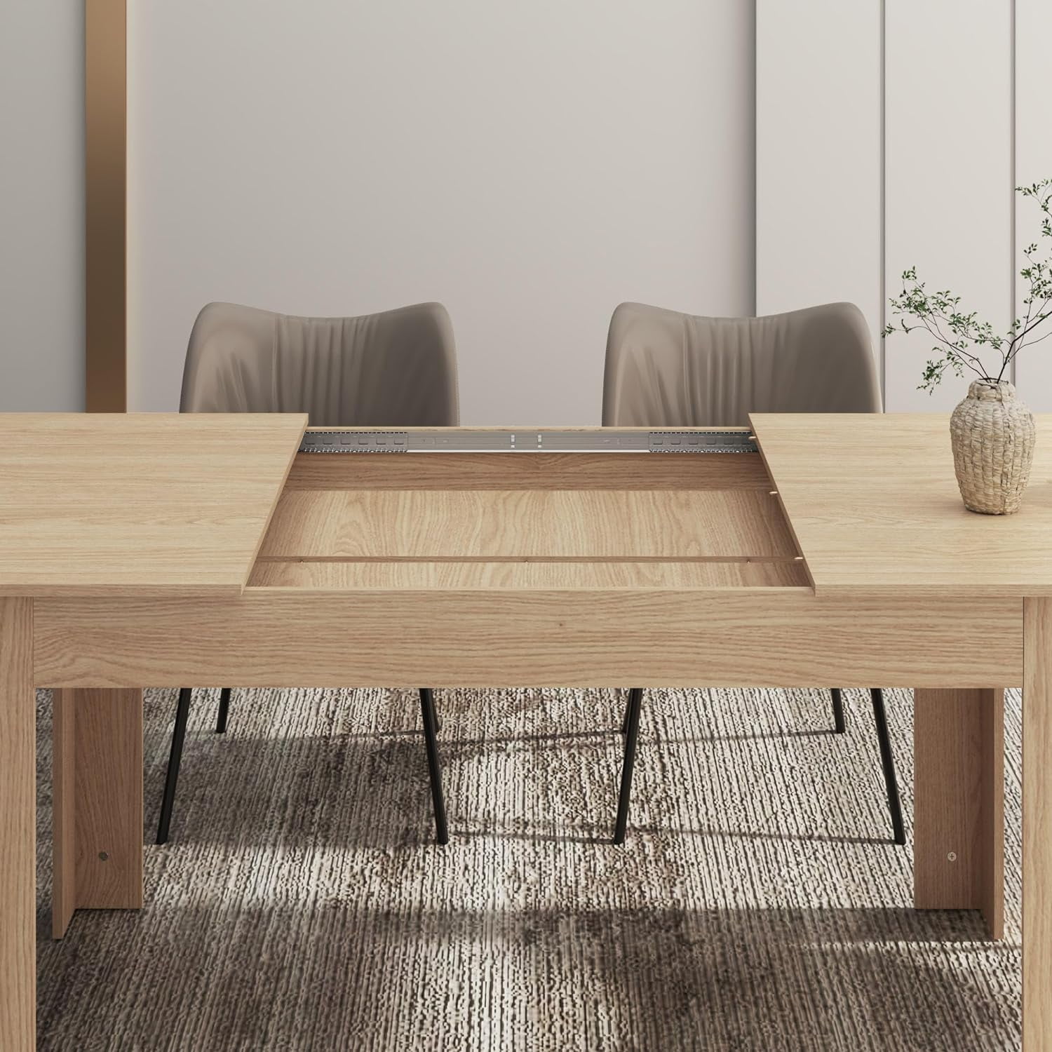 ChVans Large Mobile Extendable Dining Table for 6-10, Modern Wood Kitchen Table Rectangular Table for Dining Room, Living Room ChVans Large Mobile Extendable Dining Table for 6-10, Modern Wood Kitchen Table Rectangular Table for Dining Room, Living Room