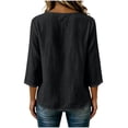 thumbnail image 7 of NTACZA Cotton And Linen Going Out Tops for Women Casual Crew Neck Floral Blouses Relaxed Fit 3/4 Sleeve Shirts for Women, 7 of 7