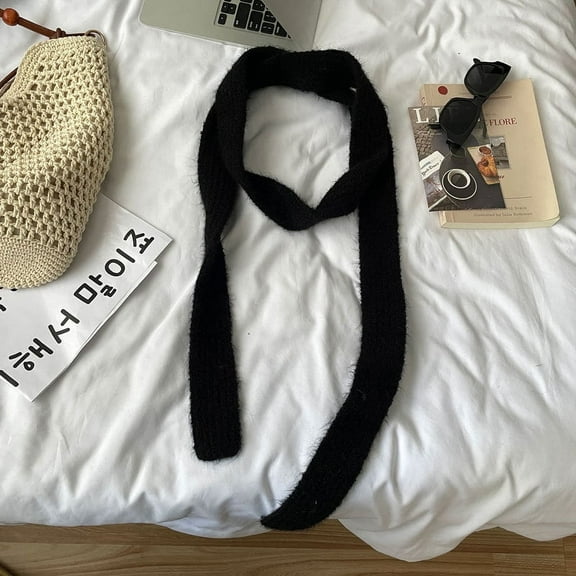 Nvzi-a Stripe Scarf for Women Skinny Scarf Y2k Neckerchief Fashion Scarves Knitted Womens Scarf Accessory Fall Winter，Black