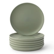 JoyJolt Mesa 6pc Stoneware 8" Salad plate set - Desert Sage Green