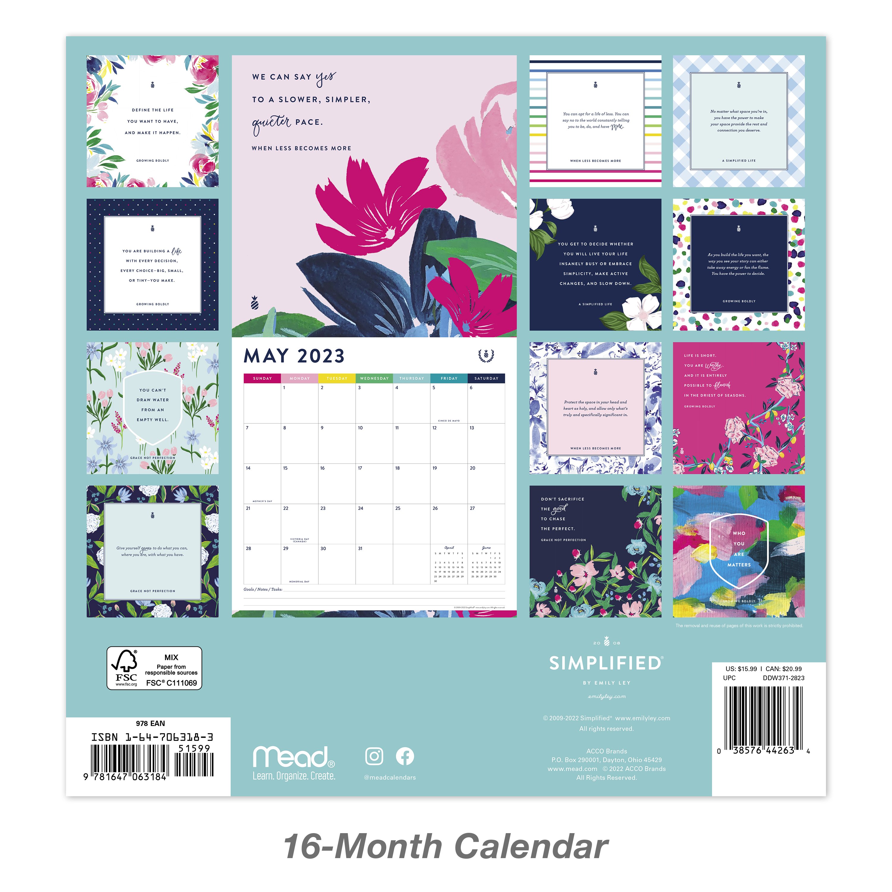 2023 Wall Calendar, Simplified by Emily Ley, 12" x 12" by Mead (WMDL7128-23)