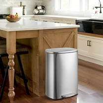 ATENOW Kitchen Trash Can, Smudge Resistant Rectangular Garbage Can with Soft-Close Foot Pedal, Brushed Stainless Steel, 50 Liter/13 Gallon